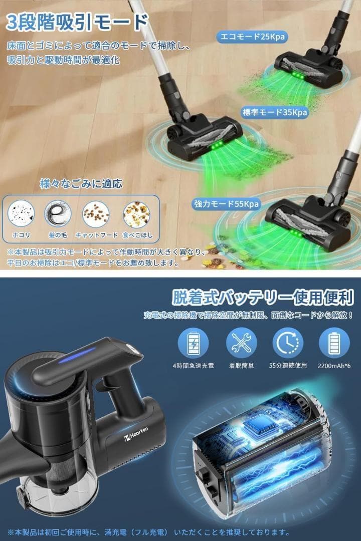 【R1754-63-108】掃除機 コードレス 55,000PA 超強力吸引