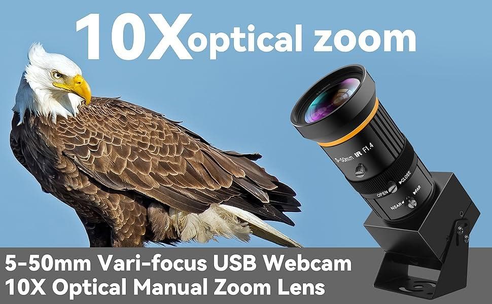ELP 5MP USBカメラ 10倍ズーム 5-50mm