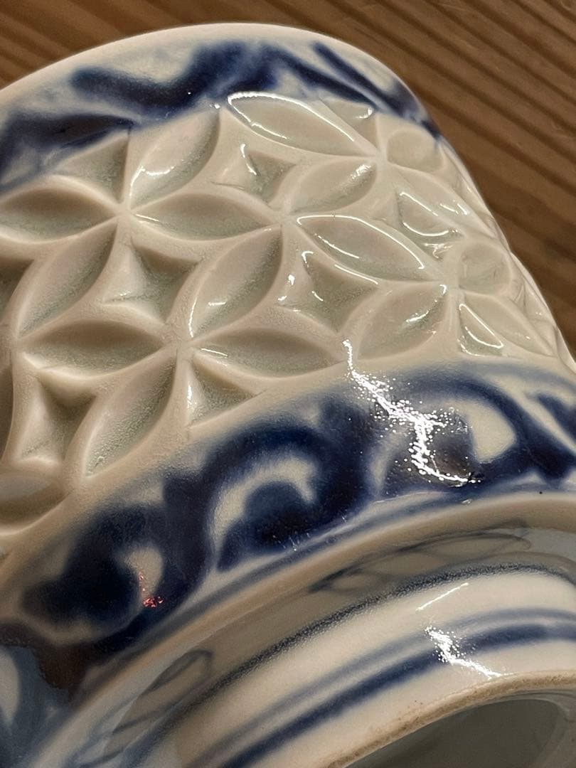 骨董　染付煙草盆【m1549 中国　日本　手あぶり　アンティーク　ビンテージ】