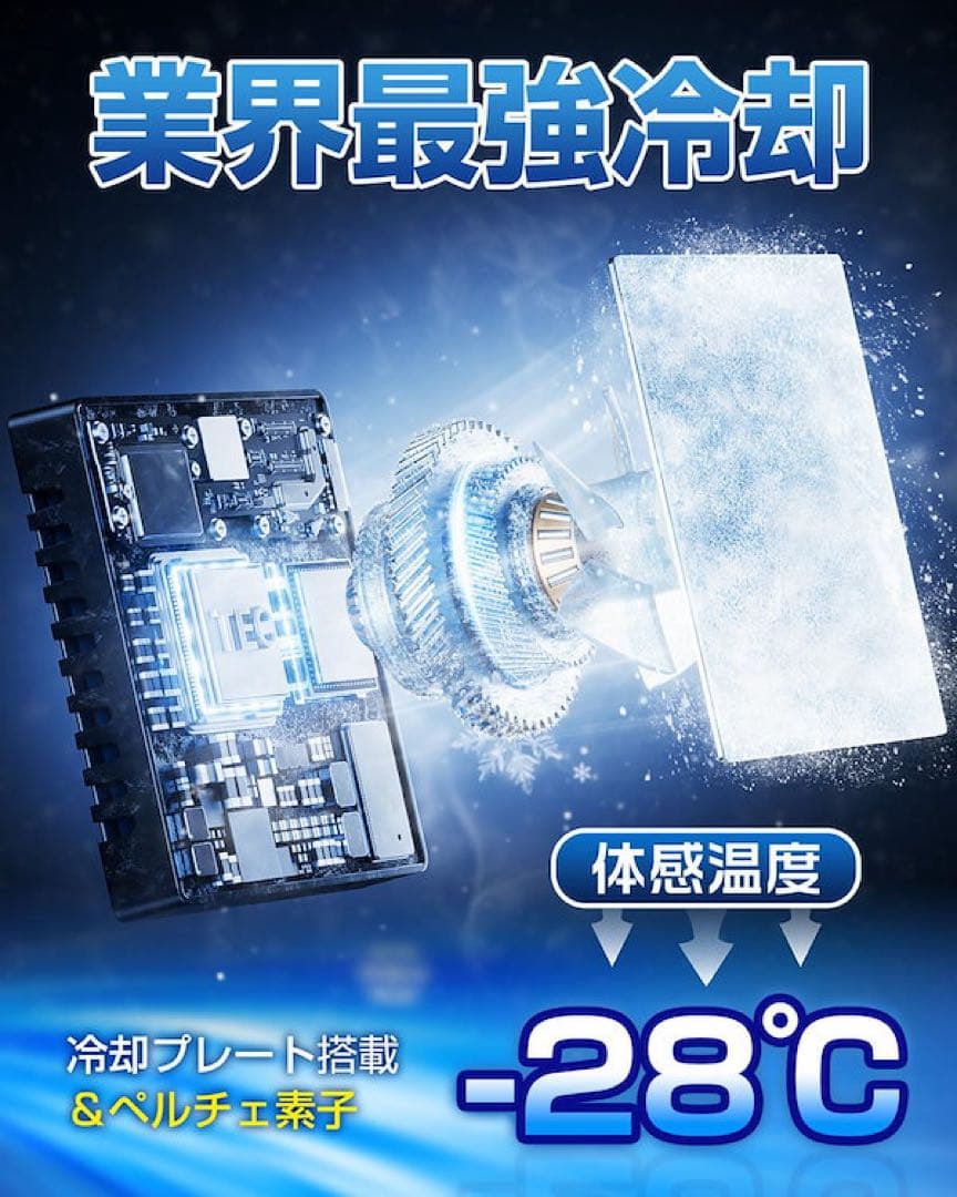 ペルチェベスト 静音&軽量 強弱モード -28℃瞬間冷却 男女兼用