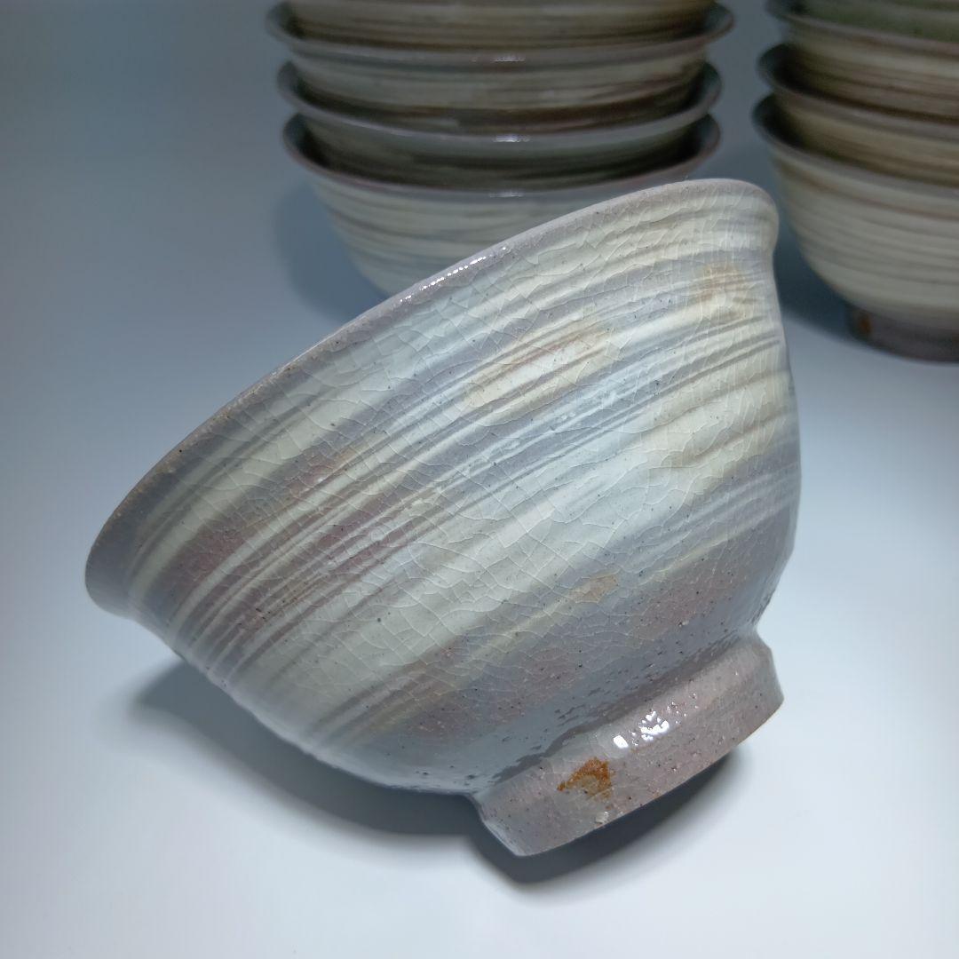 茶道具　三島茶碗10客　八幡窯(堀野証嗣)共箱　美品