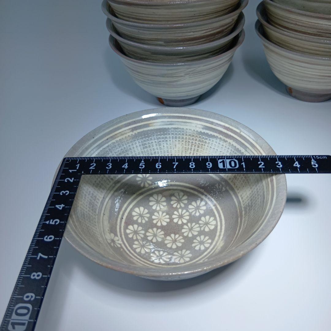 茶道具　三島茶碗10客　八幡窯(堀野証嗣)共箱　美品