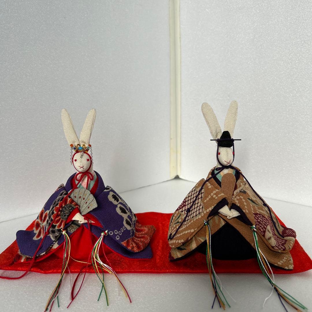 古布　縮緬細工　うさぎ　お雛様　ハンドメイド