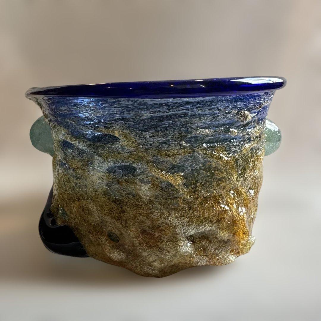 稲嶺盛吉.茶泡ガラス.深鉢.刻印無し