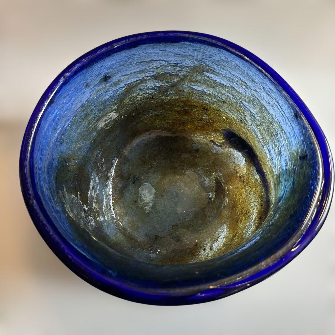 稲嶺盛吉.茶泡ガラス.深鉢.刻印無し