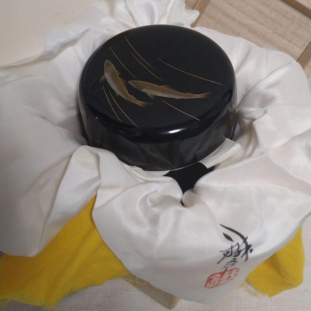 棗 なつめ ナツメ 鮎 鈴谷鐡五郎 金 蒔絵 共箱 茶道具 抹茶入 茶器 輪島