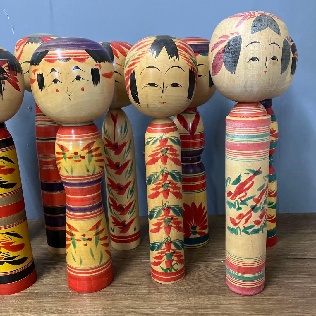 D-2 伝統こけし 12本セット 鳴子 遠刈田など 作家物 サイン有 まとめ売り