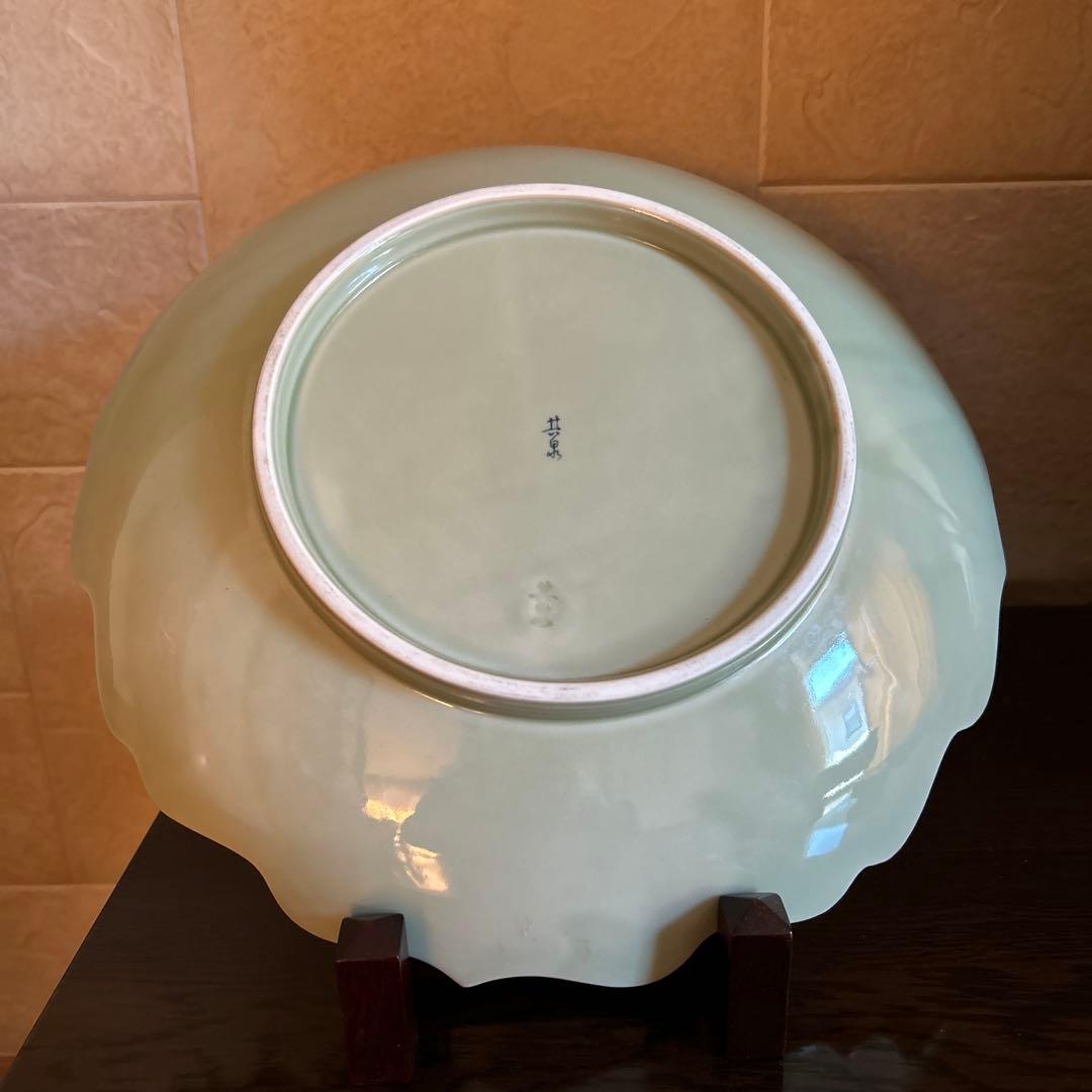 其泉窯 青白磁牡丹彫 盛皿 大皿 花形