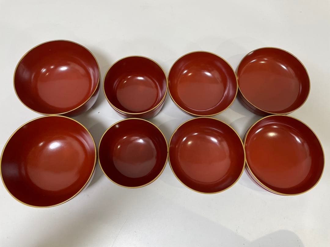 【現状品】漆器 蓋付き椀 宗和膳 金彩 朱塗 10個セット 割烹 安政 時代物①