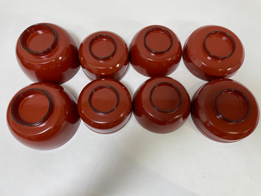 【現状品】漆器 蓋付き椀 宗和膳 金彩 朱塗 10個セット 割烹 安政 時代物①