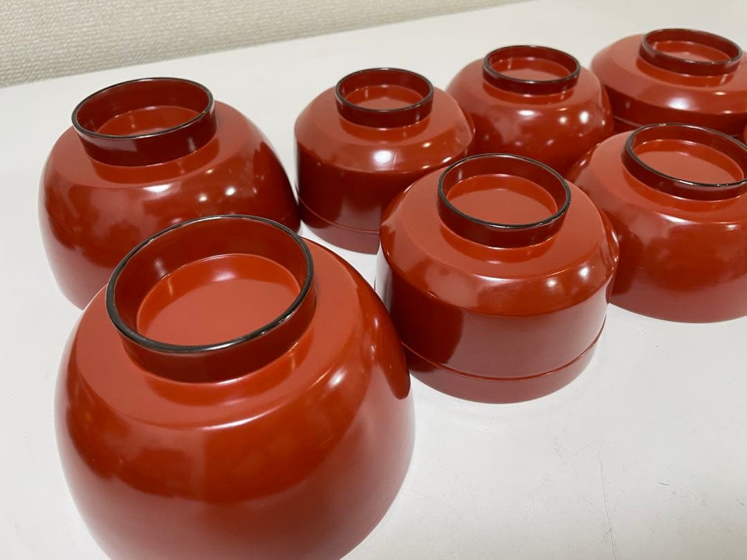 【現状品】漆器 蓋付き椀 宗和膳 金彩 朱塗 10個セット 割烹 安政 時代物①