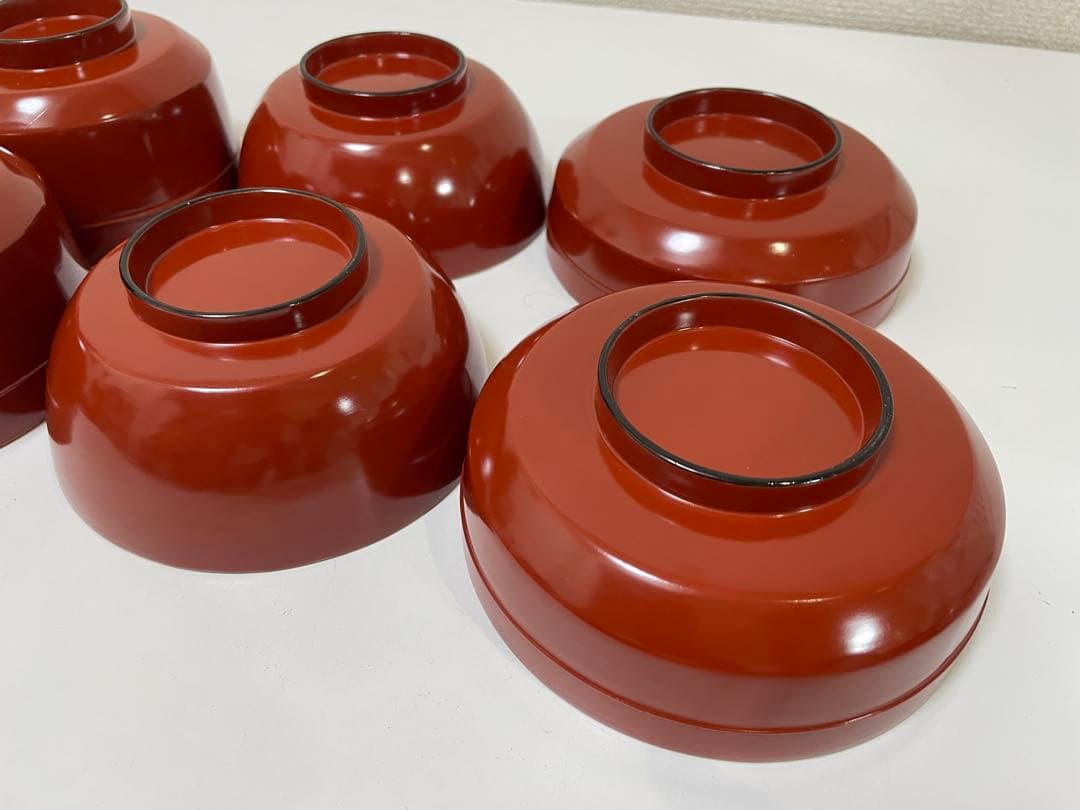 【現状品】漆器 蓋付き椀 宗和膳 金彩 朱塗 10個セット 割烹 安政 時代物①