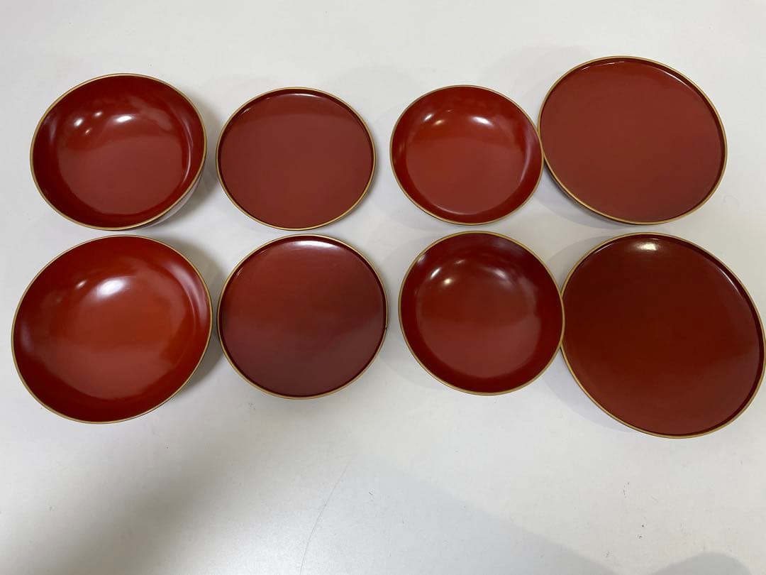 【現状品】漆器 蓋付き椀 宗和膳 金彩 朱塗 10個セット 割烹 安政 時代物①