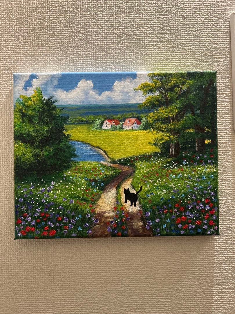 風景画 アクリル絵画　お昼食べに帰ろうか