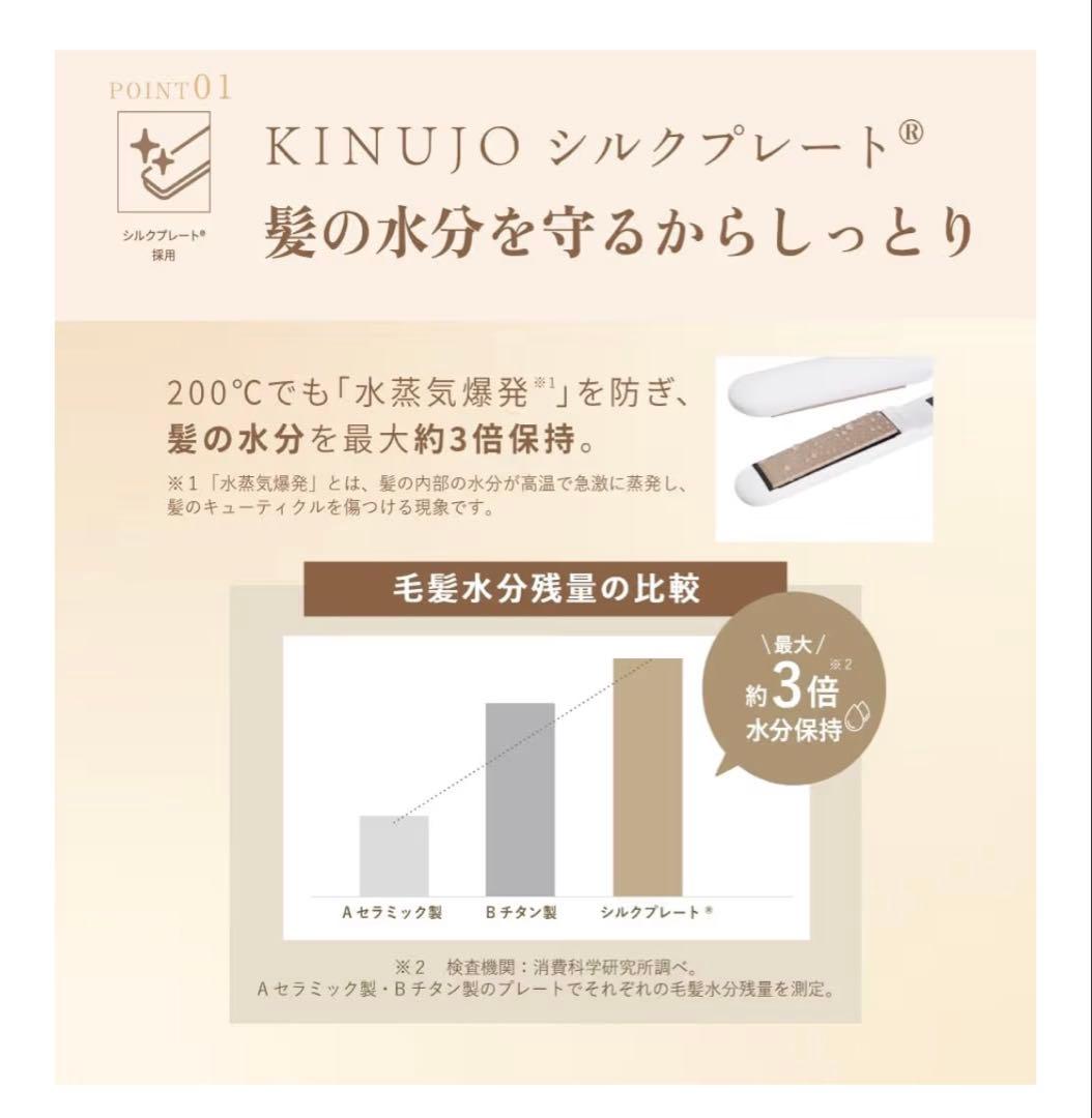 KINUJO W（絹女）ストレートアイロン ブラック 海外対応【耐熱キャップ付】