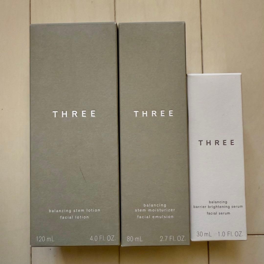 【新品未使用】THREE バランシングシステム3点セット（化粧水、乳液、美容液）