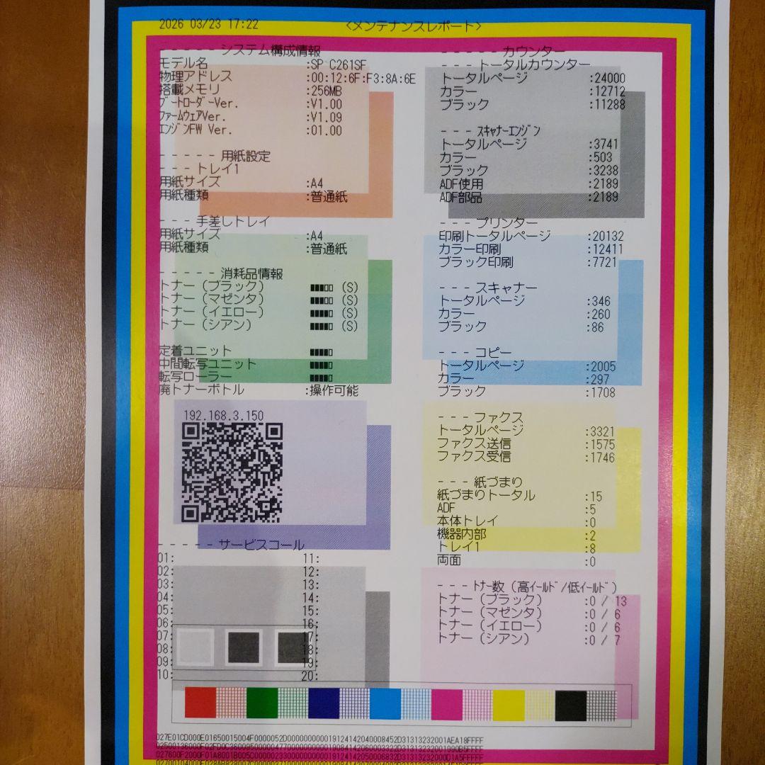 RICOH SP C261SF レーザープリンター