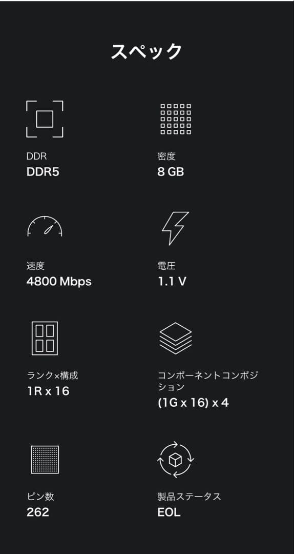 Samsung DDR5 16GB (8GB×2) ノートpc用メモリ