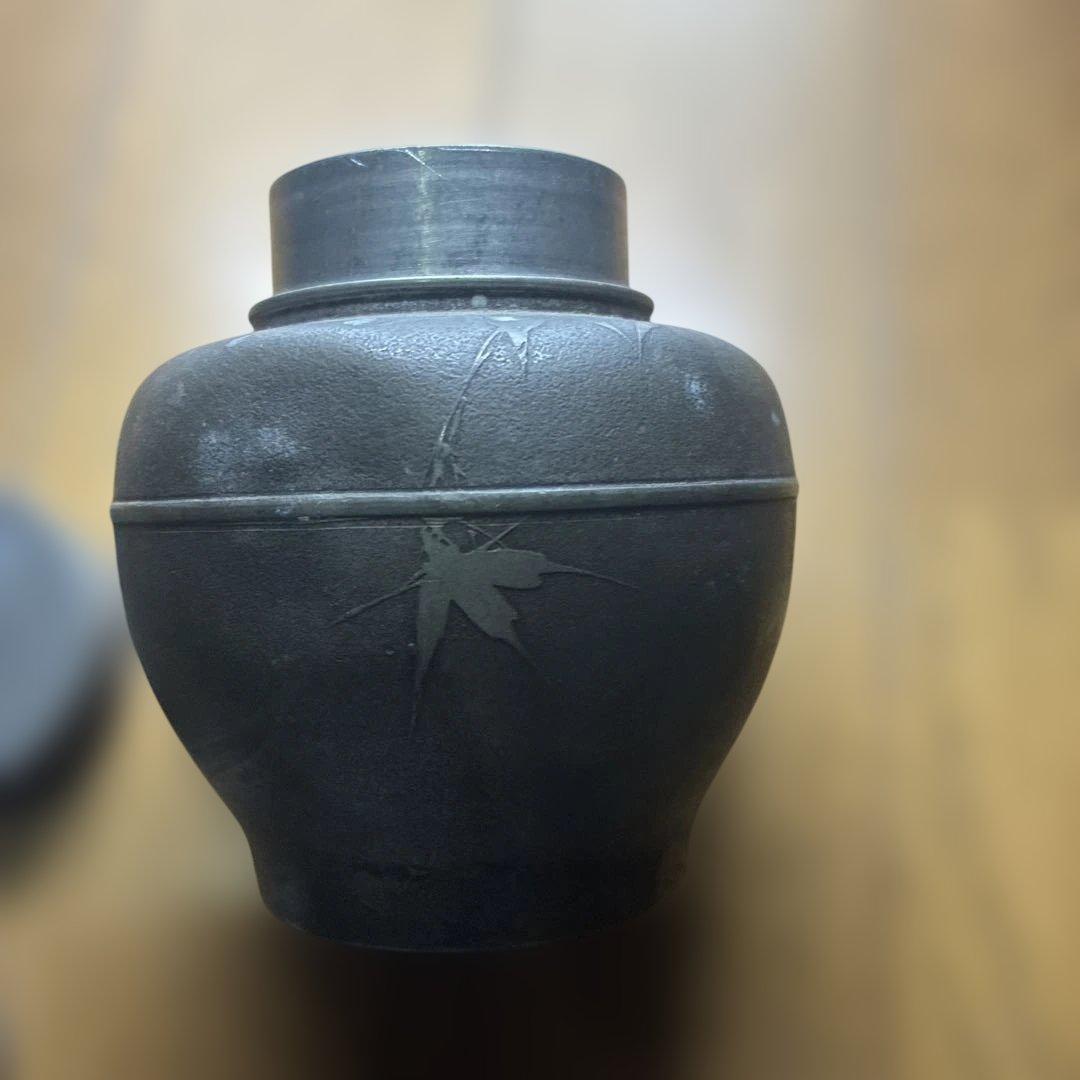 中国美術 煎茶 唐物 古錫 茶入 萬壽堂造　時代物 古美術
