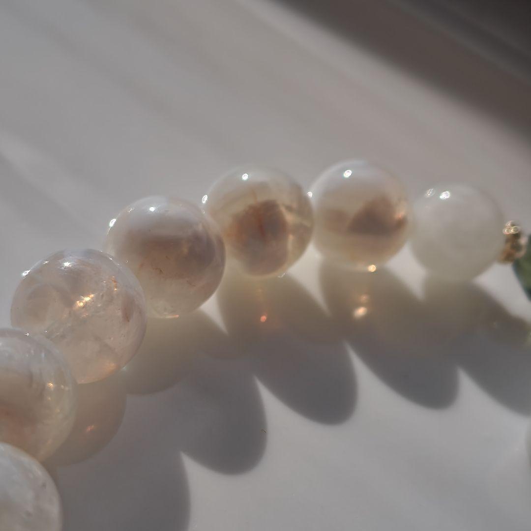ホワイト瑪瑙十字架　グリーンアパタイト六芒星　ホワイトスノーガーデン　ムーンスト
