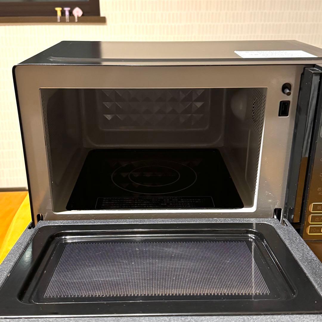 2021年製 ニトリ フラット電子レンジ EM-520X ブラック 18L