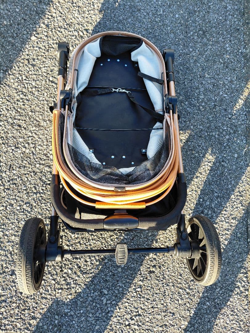 ペットカート 小型犬～中型犬用キャメル& 白ベージュ千鳥柄