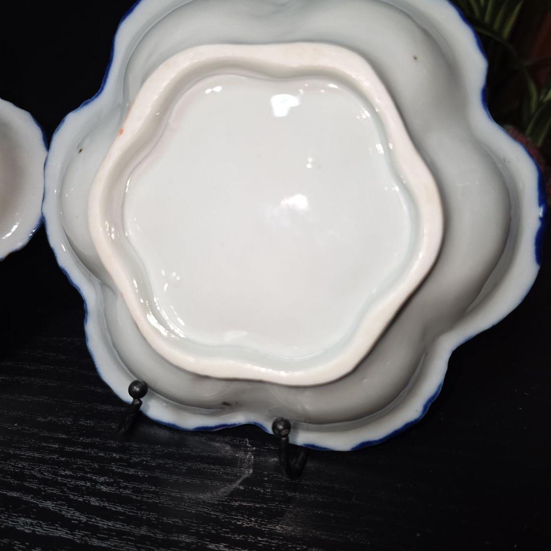 伊万里　骨董　人物図/芸者絵　デザート皿　浅鉢　小鉢　深皿　2枚