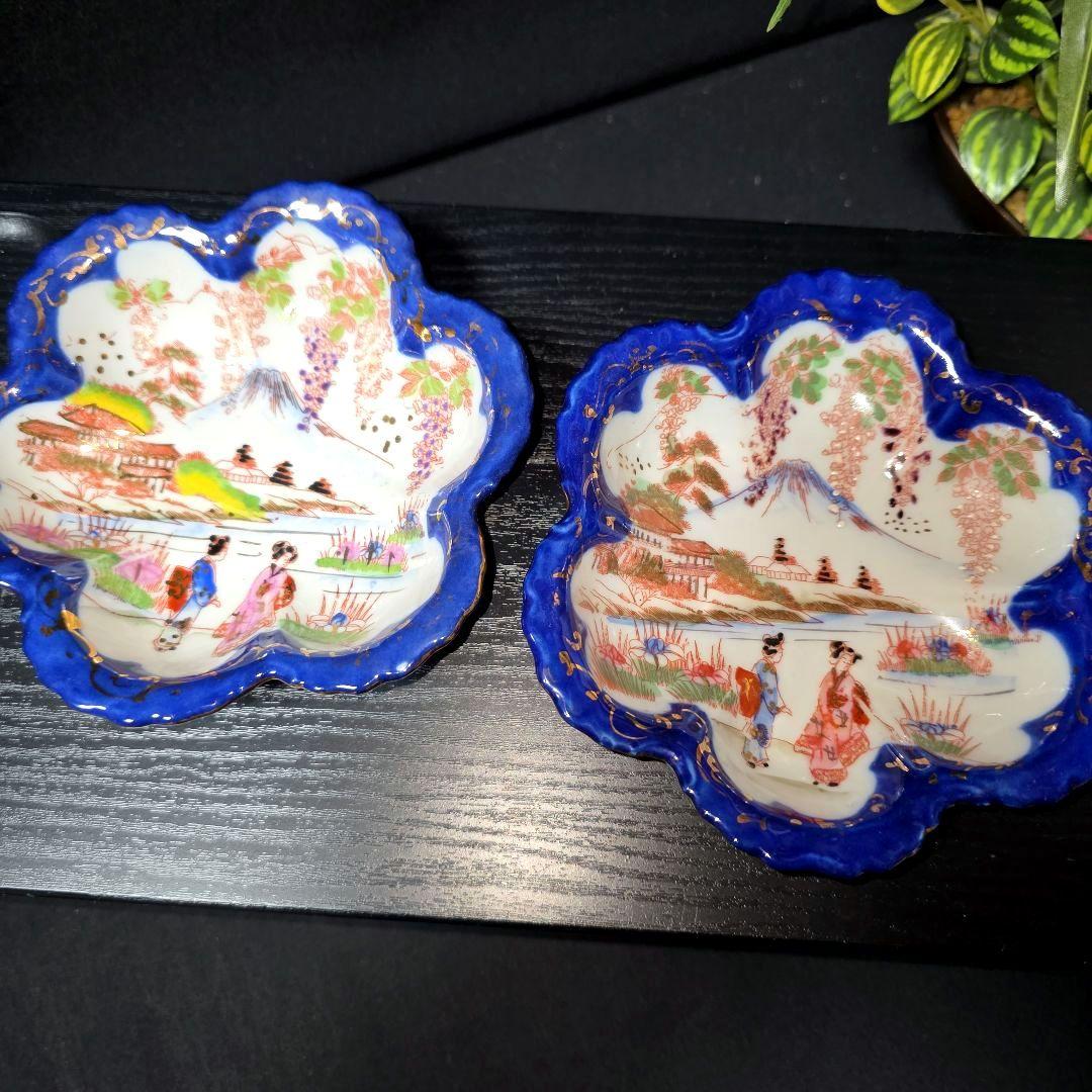伊万里　骨董　人物図/芸者絵　デザート皿　浅鉢　小鉢　深皿　2枚