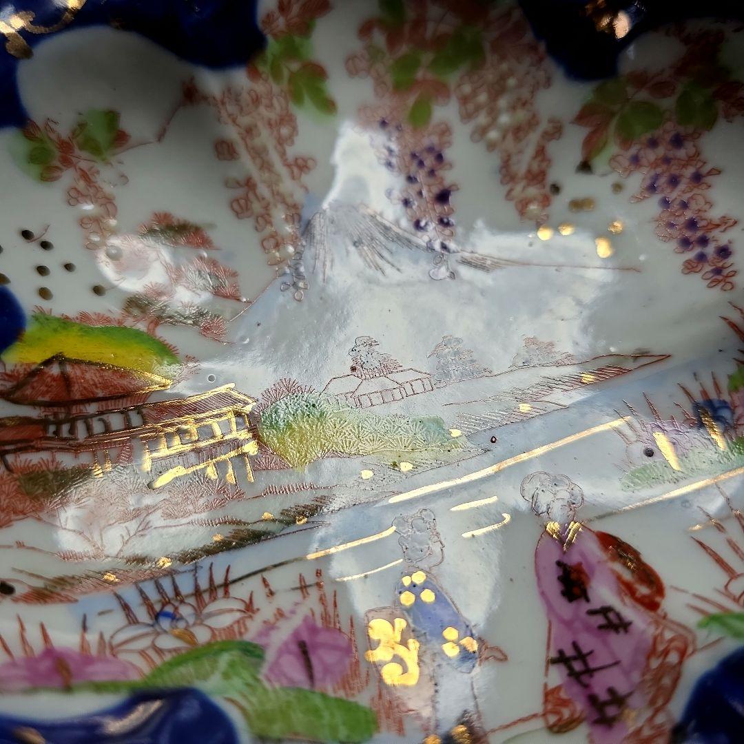 伊万里　骨董　人物図/芸者絵　デザート皿　浅鉢　小鉢　深皿　2枚