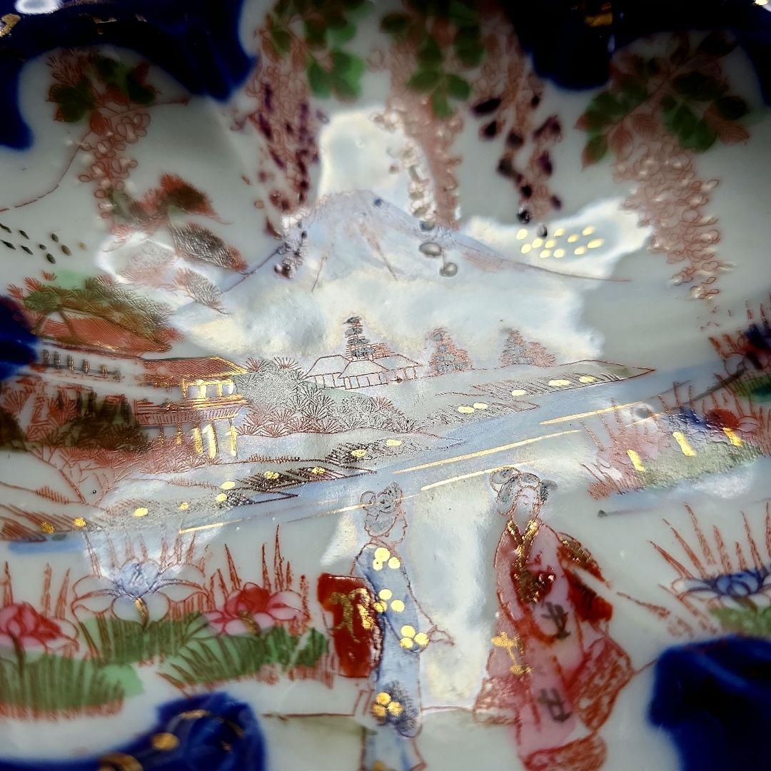 伊万里　骨董　人物図/芸者絵　デザート皿　浅鉢　小鉢　深皿　2枚