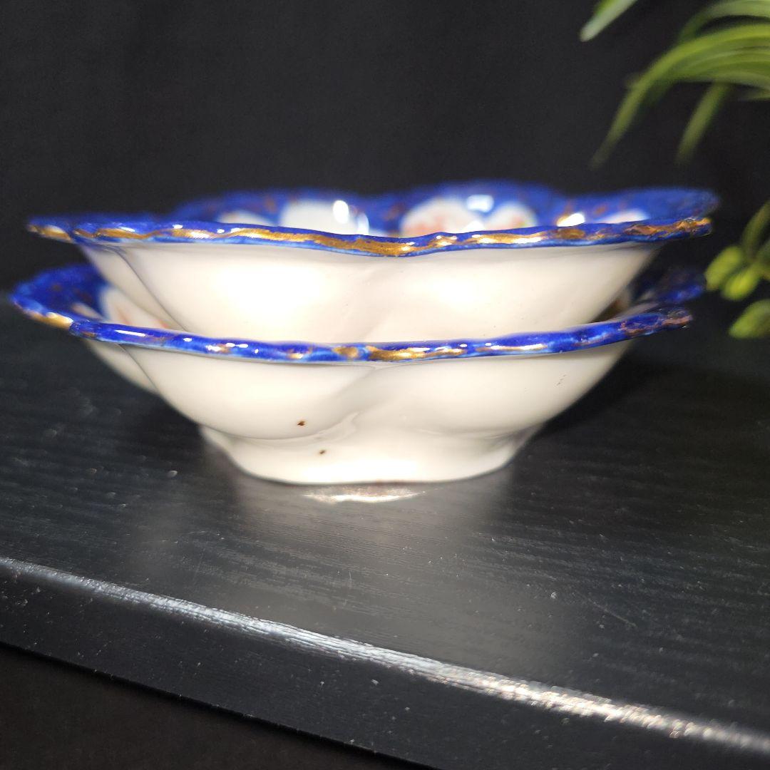 伊万里　骨董　人物図/芸者絵　デザート皿　浅鉢　小鉢　深皿　2枚