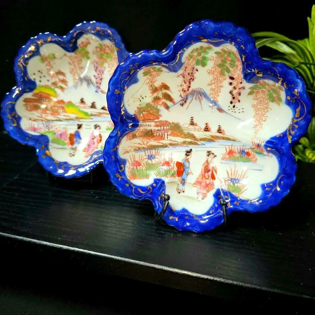 伊万里　骨董　人物図/芸者絵　デザート皿　浅鉢　小鉢　深皿　2枚