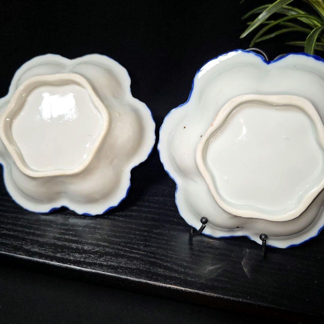伊万里　骨董　人物図/芸者絵　デザート皿　浅鉢　小鉢　深皿　2枚