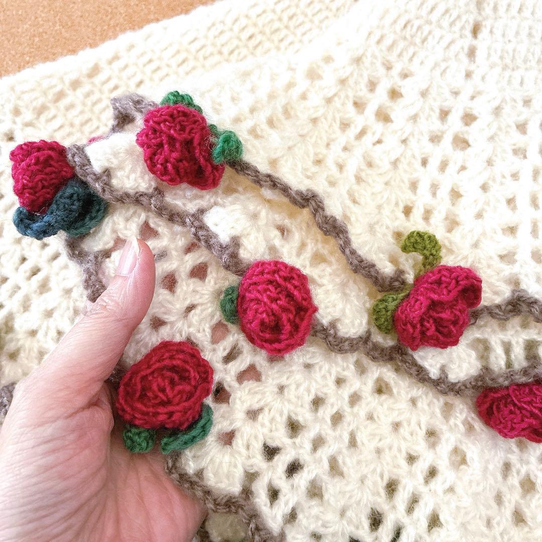 花束ブランケット ブーケブランケット フラワー 手編み ハンドメイド 79cm