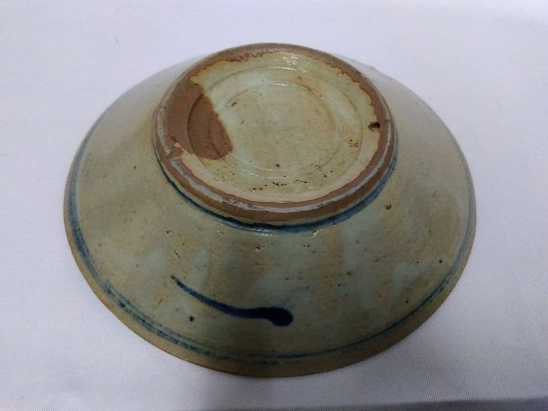 【アンテーク】〈中国南方民窯由来　染付魚紋皿 〉 直径16cm 高さ3cm