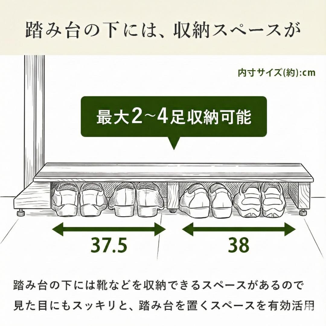 フォロー割【新品】天然木　幅100cm手すり付き玄関踏み台　ワイド　玄関収納