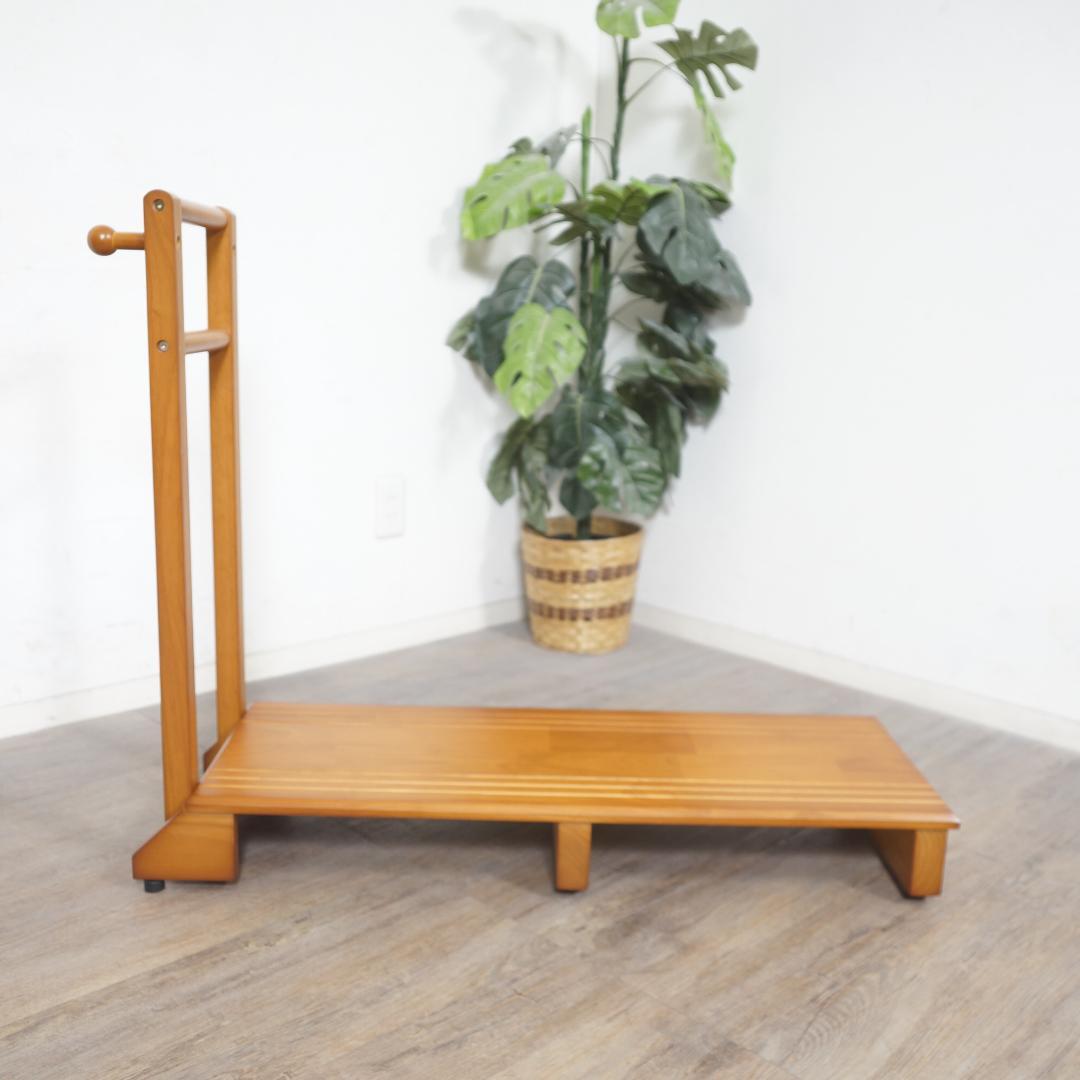 フォロー割【新品】天然木　幅100cm手すり付き玄関踏み台　ワイド　玄関収納