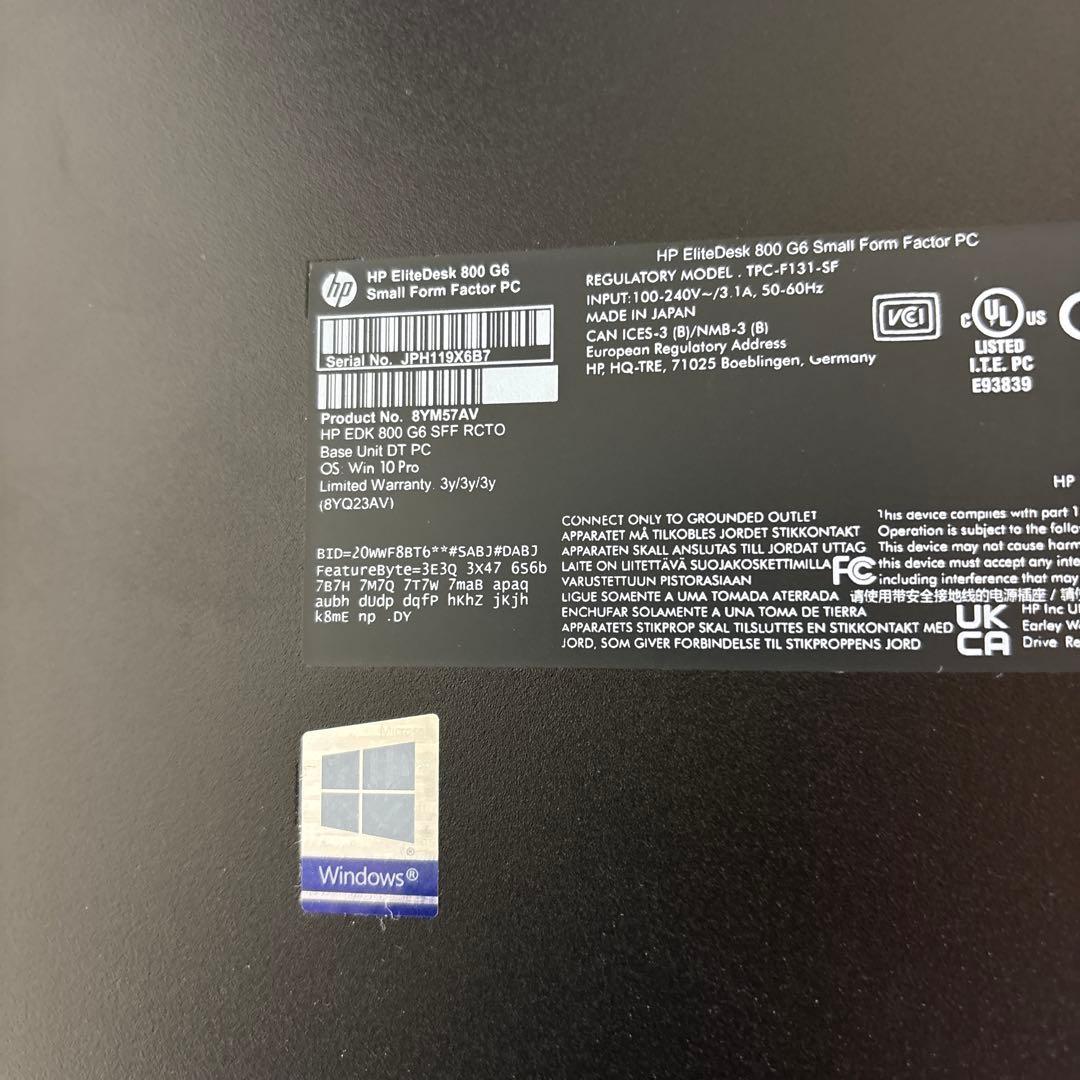 6599HP EliteDesk 800 G6 小型デスクトップPC