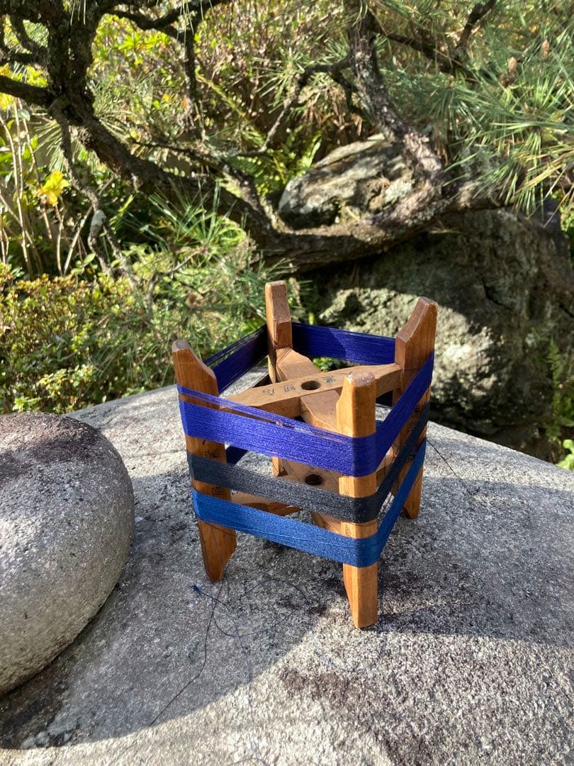 木製 糸巻き器 青・黒・紫　ヴィンテージ