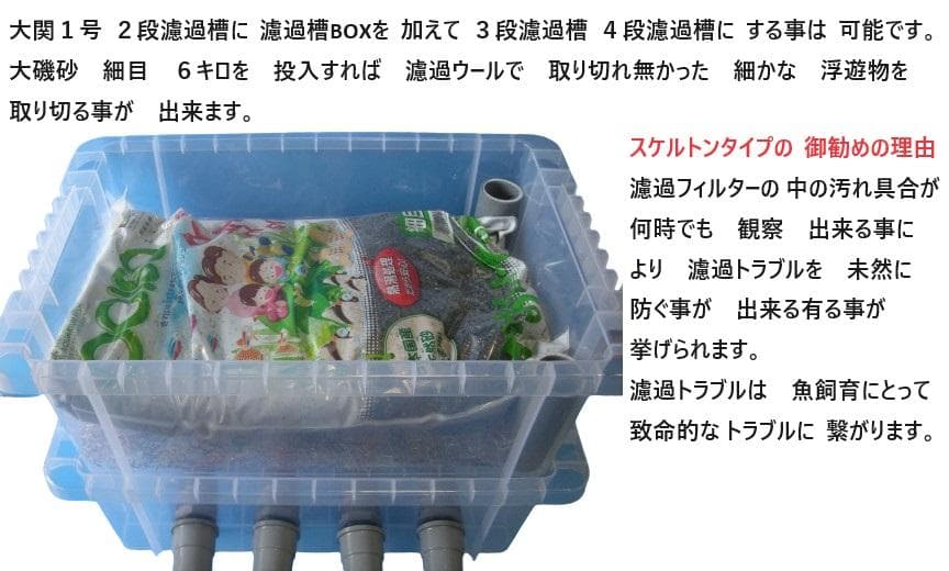 大型ケース 池用 沈殿槽付き サンドフィルター ５段濾過槽 ブラックタイプ