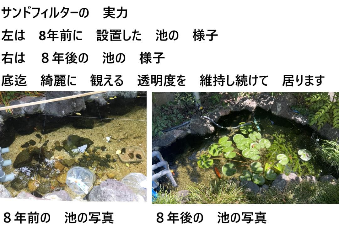 大型ケース 池用 沈殿槽付き サンドフィルター ５段濾過槽 ブラックタイプ