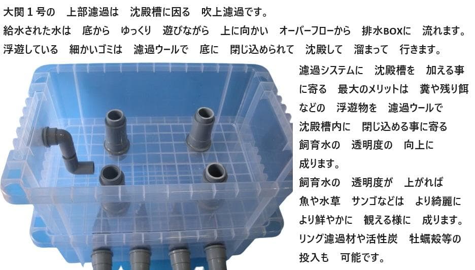 大型ケース 池用 沈殿槽付き サンドフィルター ５段濾過槽 ブラックタイプ