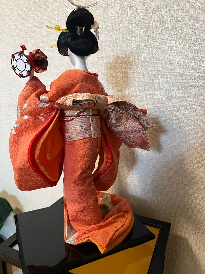 美品 45cm 芸者人形 ガラスケース付き 和風 着物 日本人形 置物