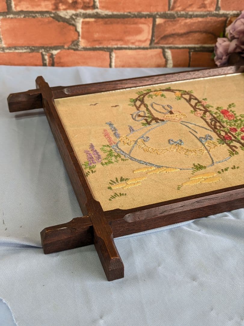 イギリス アンティーク イングリッシュガーデン 刺繍額