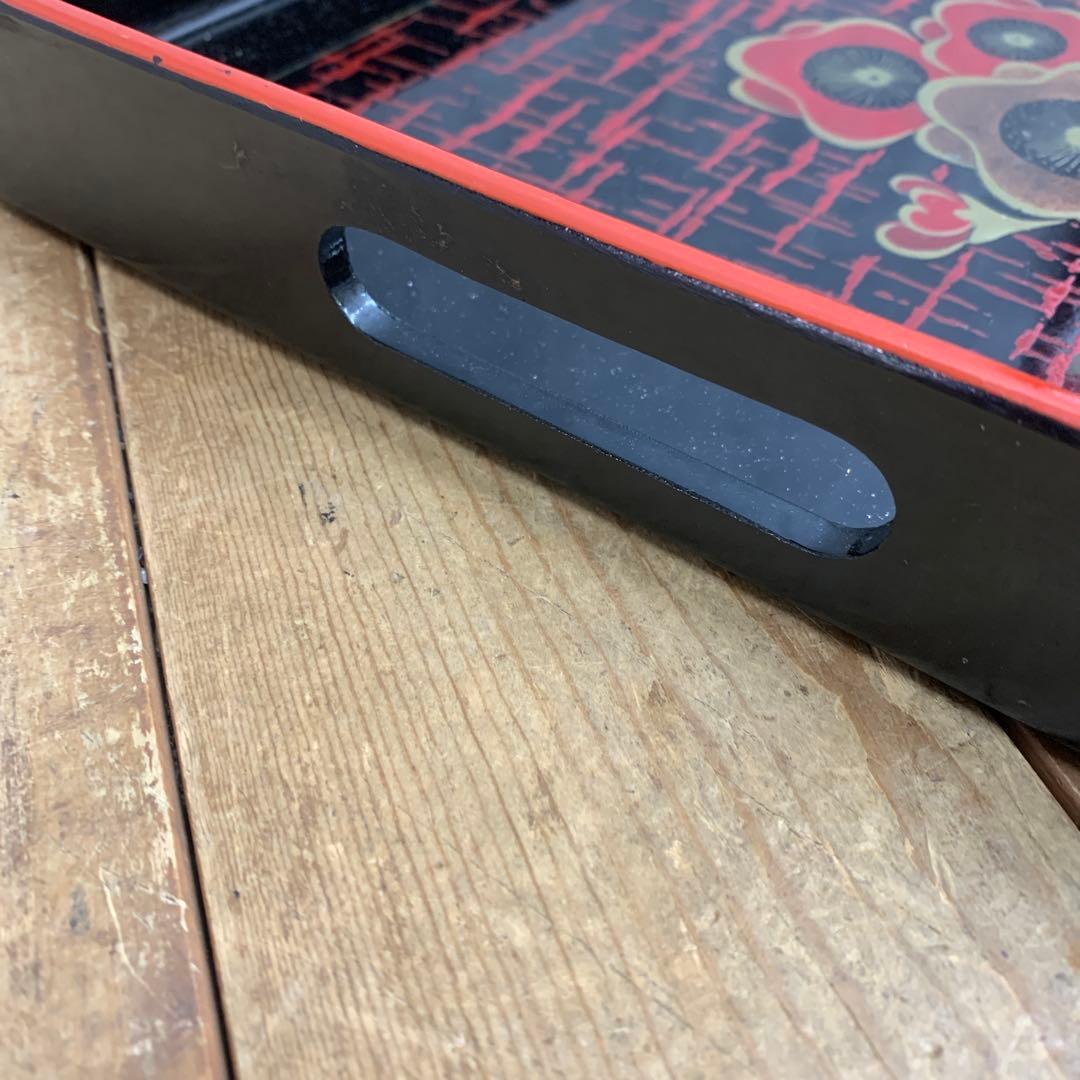 D-4 【極希少・美品】昭和レトロ 木製漆器 長手盆 お盆 記念品 紀州漆器（山