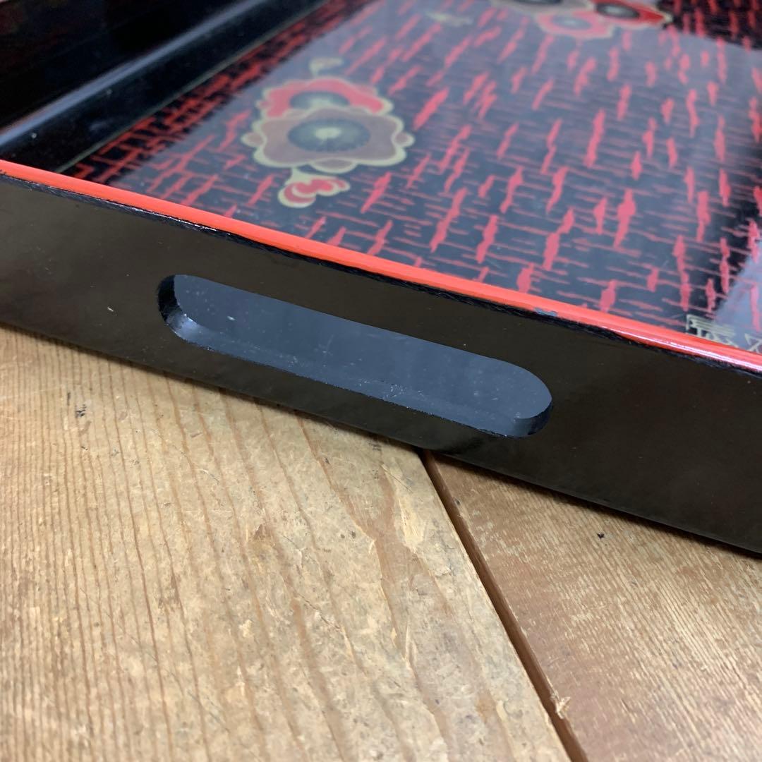 D-4 【極希少・美品】昭和レトロ 木製漆器 長手盆 お盆 記念品 紀州漆器（山