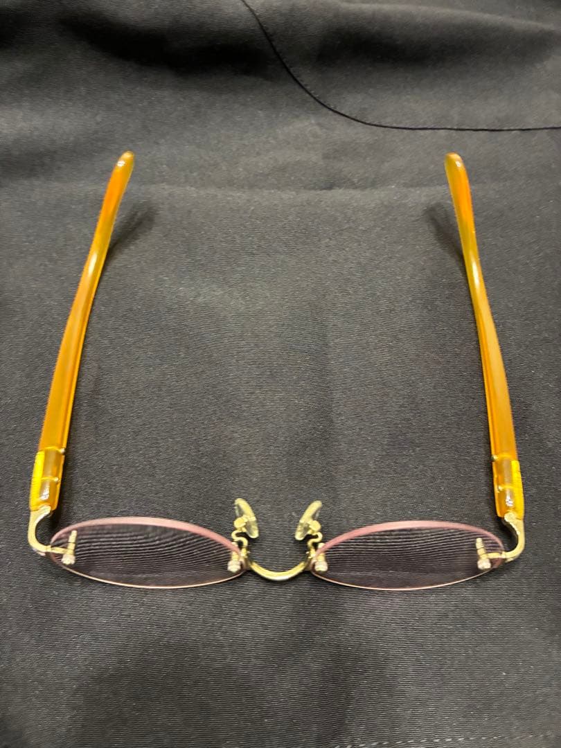 【美品】k14 天然ダイヤ付き本鼈甲(白甲)メガネ