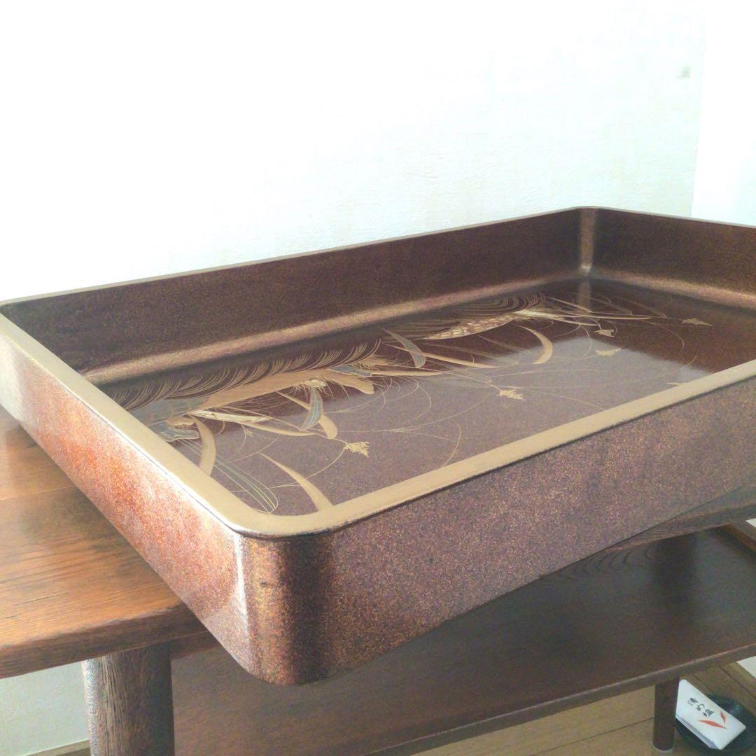 時代漆器　廣蓋　広蓋　骨董　蒔絵　螺鈿　昭和3年　共箱あり　アンティーク　盆
