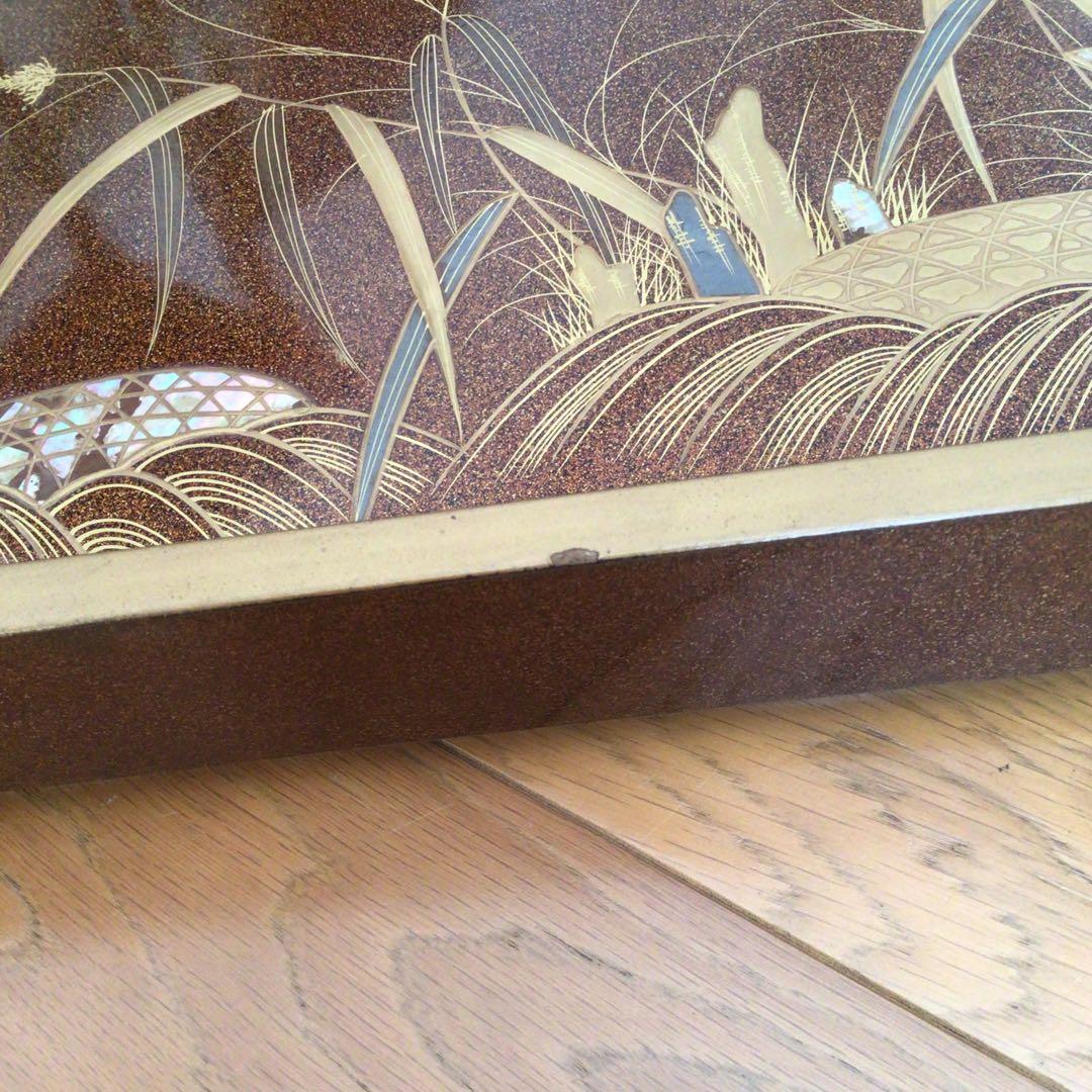 時代漆器　廣蓋　広蓋　骨董　蒔絵　螺鈿　昭和3年　共箱あり　アンティーク　盆