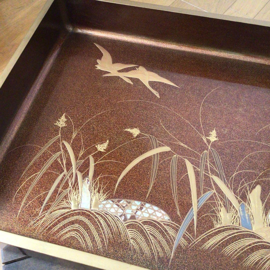 時代漆器　廣蓋　広蓋　骨董　蒔絵　螺鈿　昭和3年　共箱あり　アンティーク　盆